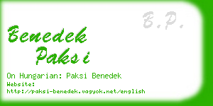 benedek paksi business card